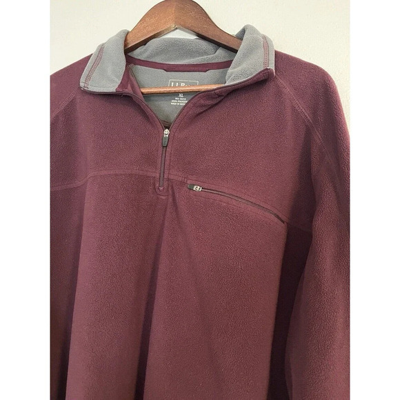 LL Bean‎ Sweater Men’s XL Micro Fleece 1/4 Zip Pullover Maroon Purple - Picture 2 of 7
